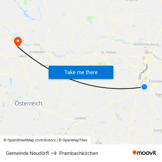 Gemeinde Neudörfl to Prambachkirchen map
