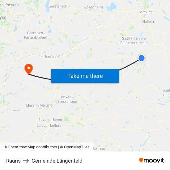 Rauris to Gemeinde Längenfeld map