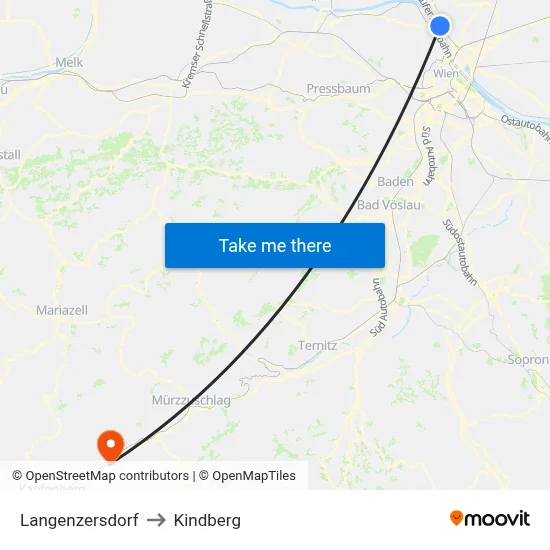 Langenzersdorf to Kindberg map