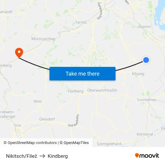 Nikitsch/Filež to Kindberg map