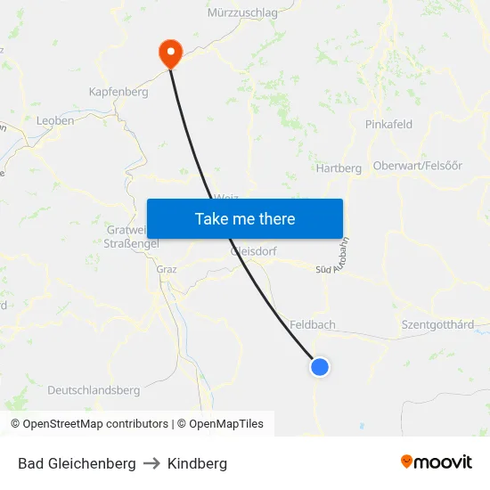 Bad Gleichenberg to Kindberg map