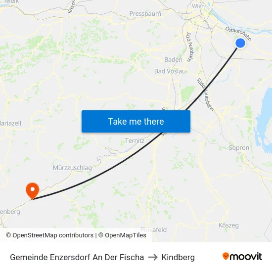 Gemeinde Enzersdorf An Der Fischa to Kindberg map