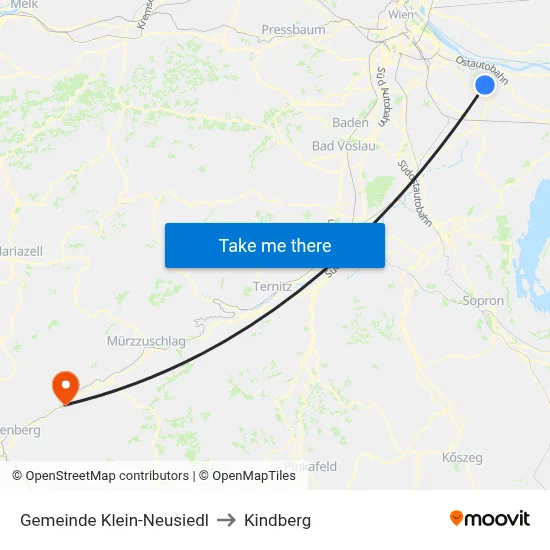 Gemeinde Klein-Neusiedl to Kindberg map