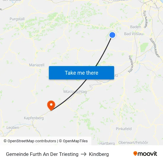 Gemeinde Furth An Der Triesting to Kindberg map