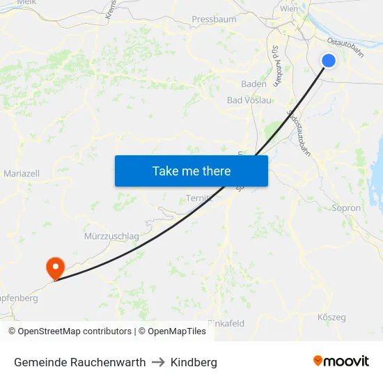 Gemeinde Rauchenwarth to Kindberg map