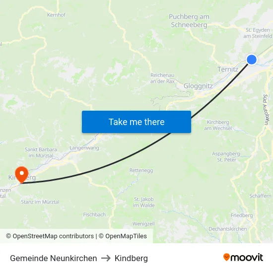 Gemeinde Neunkirchen to Kindberg map