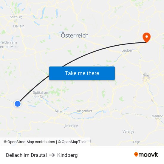 Dellach Im Drautal to Kindberg map