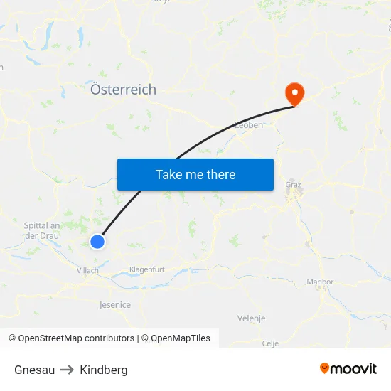 Gnesau to Kindberg map