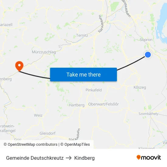 Gemeinde Deutschkreutz to Kindberg map