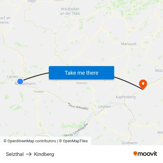 Selzthal to Kindberg map