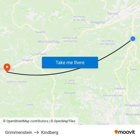 Grimmenstein to Kindberg map
