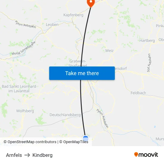 Arnfels to Kindberg map