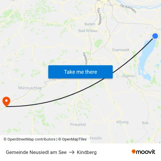 Gemeinde Neusiedl am See to Kindberg map