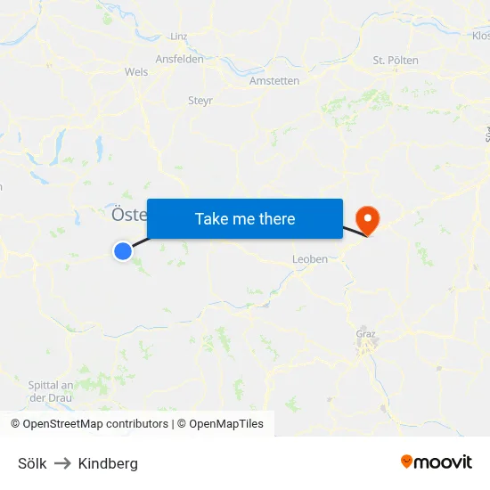 Sölk to Kindberg map