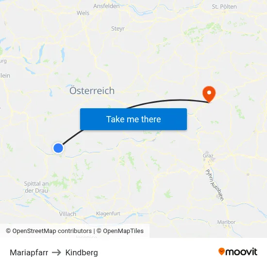 Mariapfarr to Kindberg map