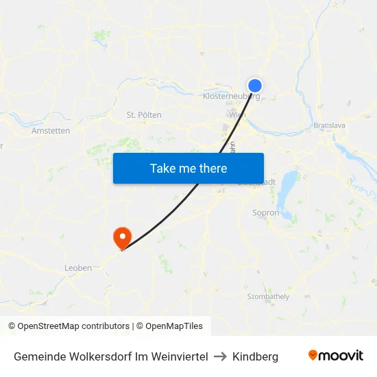 Gemeinde Wolkersdorf Im Weinviertel to Kindberg map