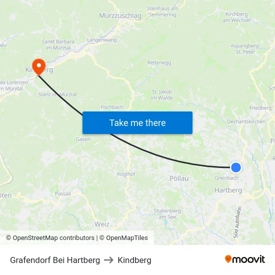 Grafendorf Bei Hartberg to Kindberg map