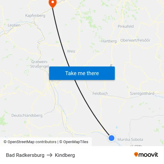 Bad Radkersburg to Kindberg map