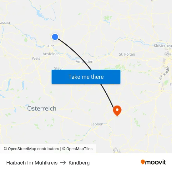 Haibach Im Mühlkreis to Kindberg map