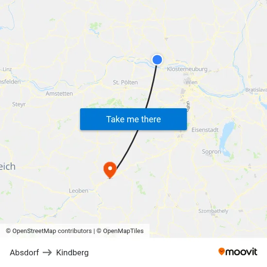 Absdorf to Kindberg map
