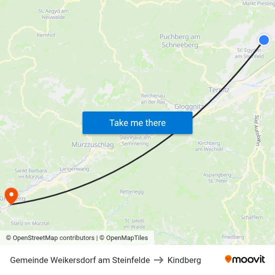 Gemeinde Weikersdorf am Steinfelde to Kindberg map