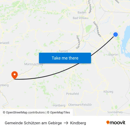 Gemeinde Schützen am Gebirge to Kindberg map