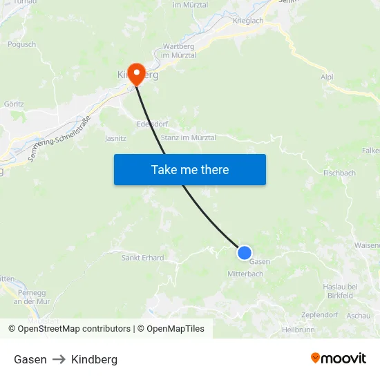 Gasen to Kindberg map