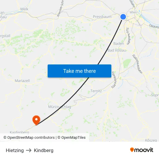 Hietzing to Kindberg map