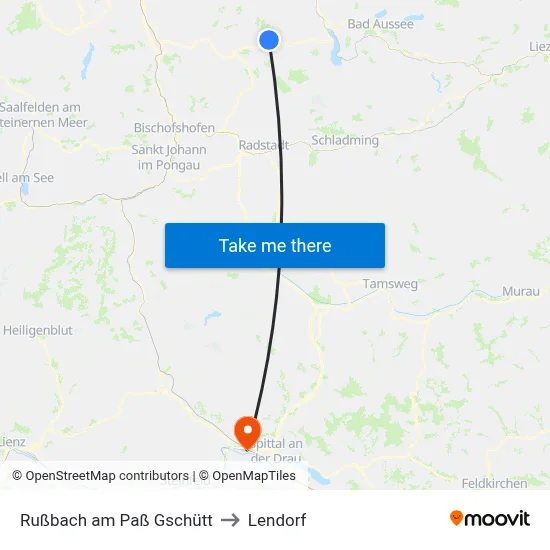 Rußbach am Paß Gschütt to Lendorf map