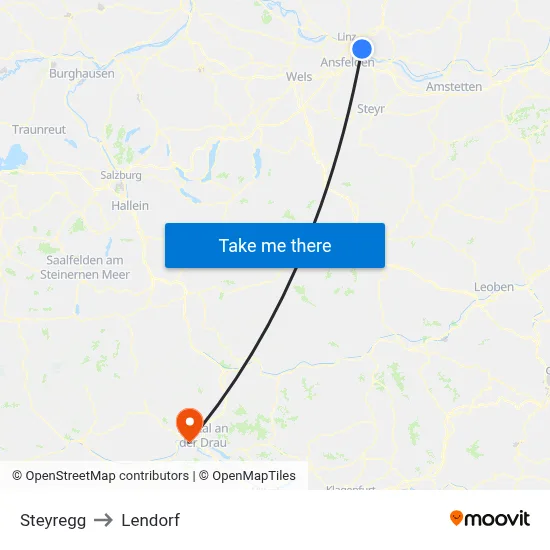 Steyregg to Lendorf map
