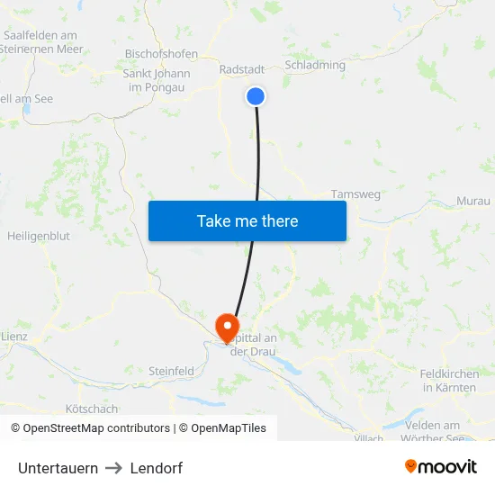 Untertauern to Lendorf map