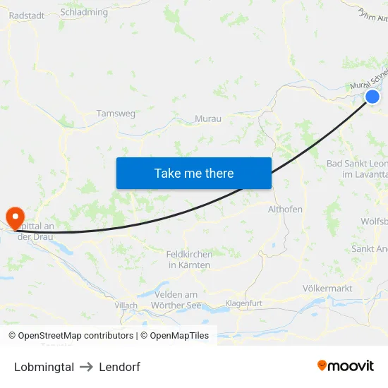Lobmingtal to Lendorf map