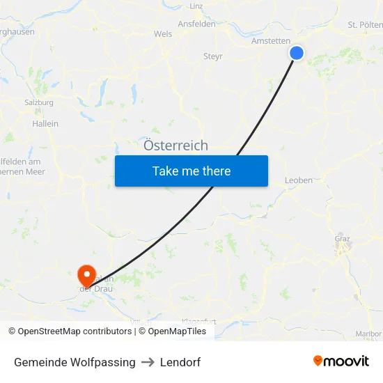 Gemeinde Wolfpassing to Lendorf map