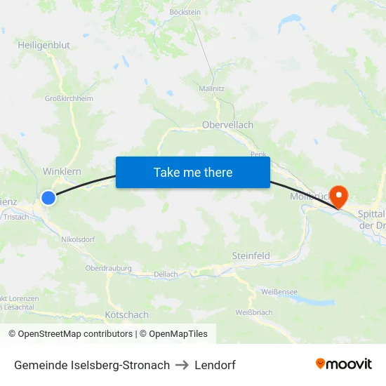 Gemeinde Iselsberg-Stronach to Lendorf map