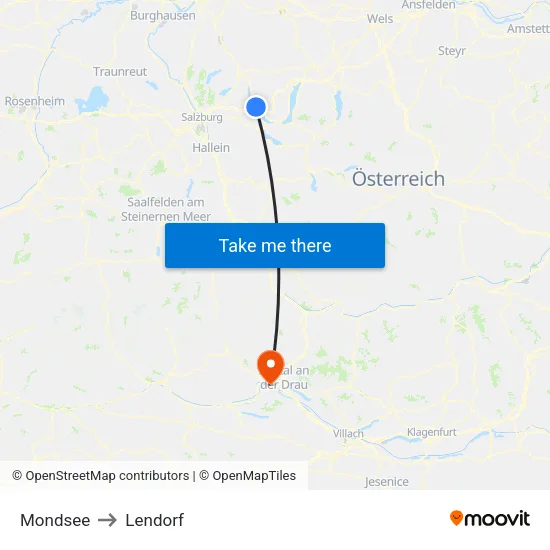 Mondsee to Lendorf map