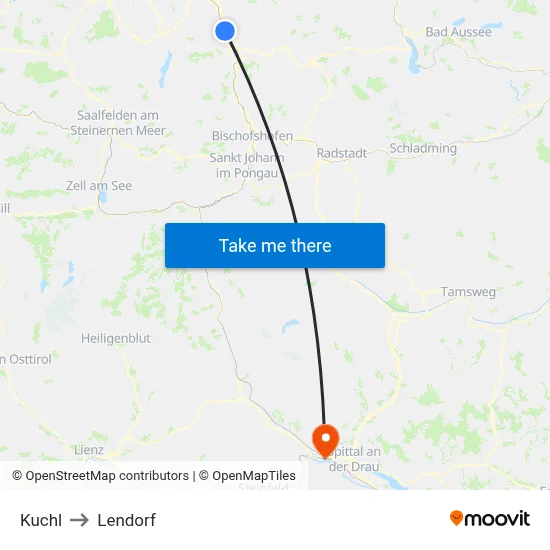 Kuchl to Lendorf map