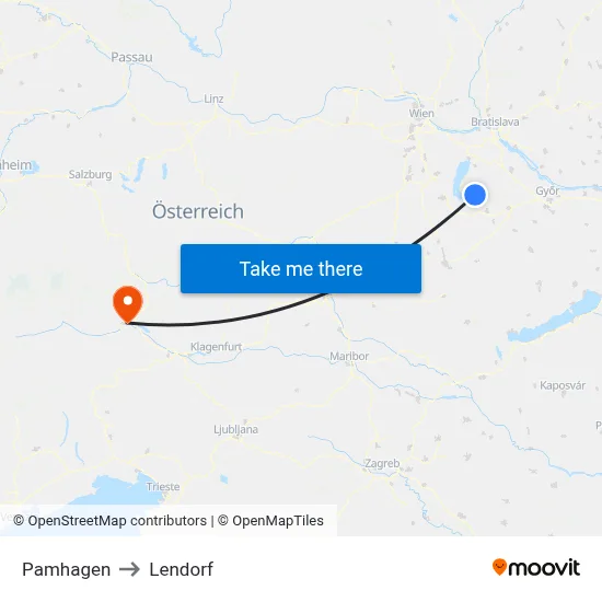 Pamhagen to Lendorf map