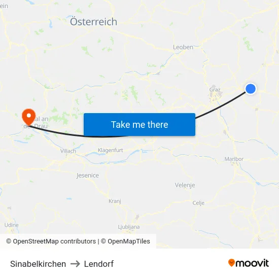 Sinabelkirchen to Lendorf map