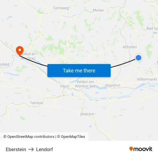 Eberstein to Lendorf map