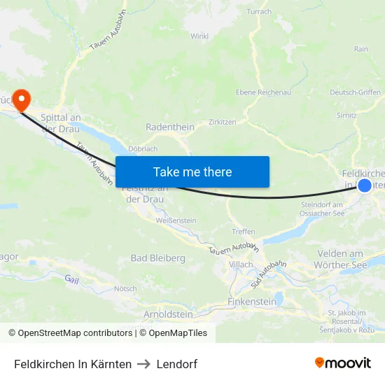 Feldkirchen In Kärnten to Lendorf map