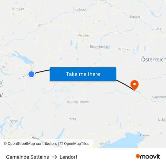 Gemeinde Satteins to Lendorf map