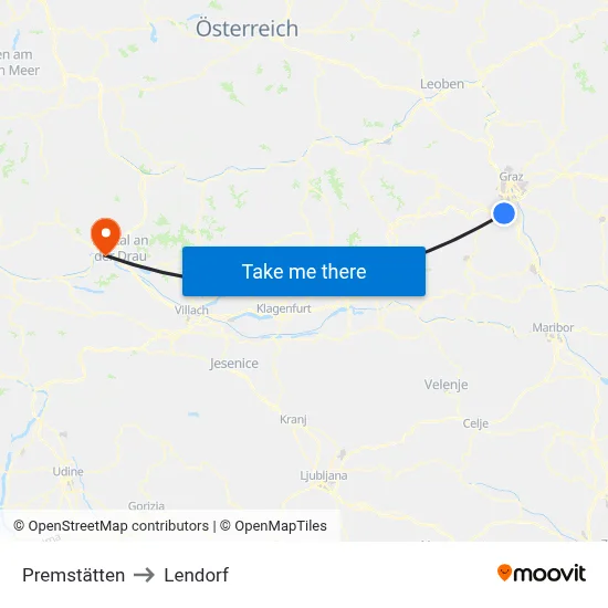 Premstätten to Lendorf map