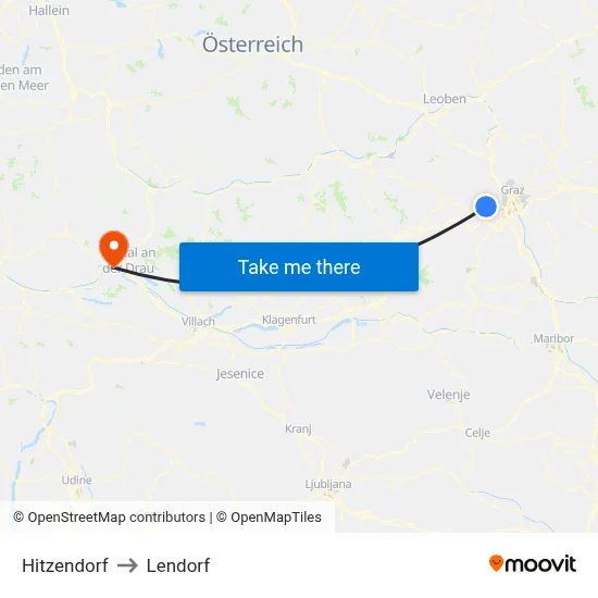 Hitzendorf to Lendorf map