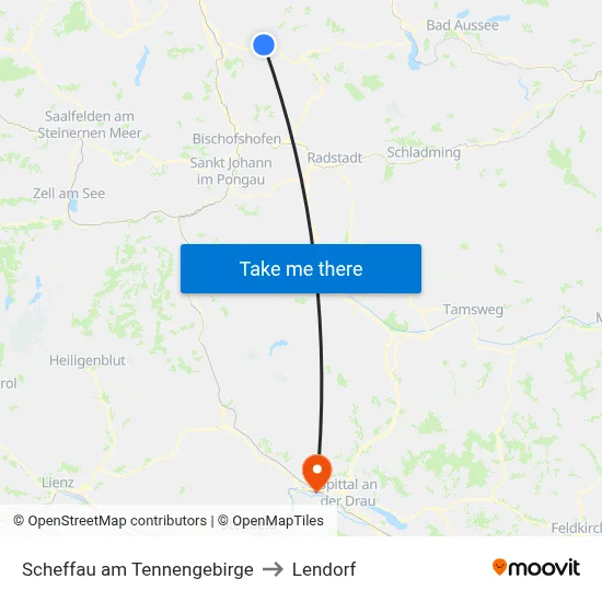 Scheffau am Tennengebirge to Lendorf map