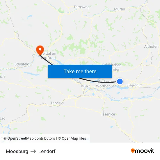 Moosburg to Lendorf map