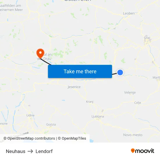 Neuhaus to Lendorf map