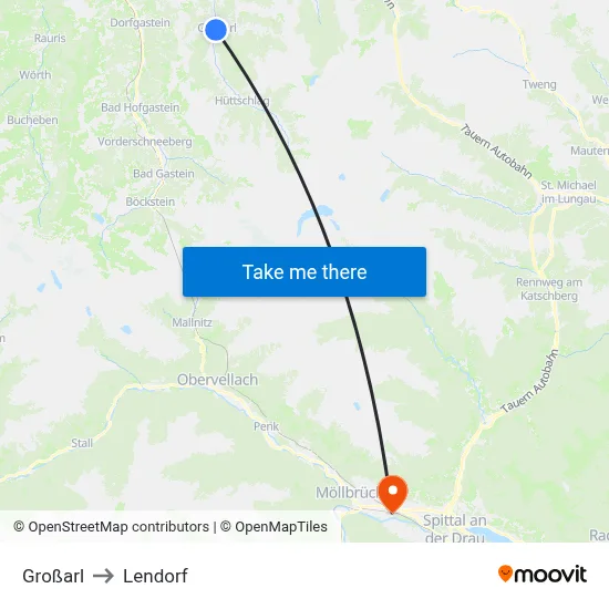 Großarl to Lendorf map