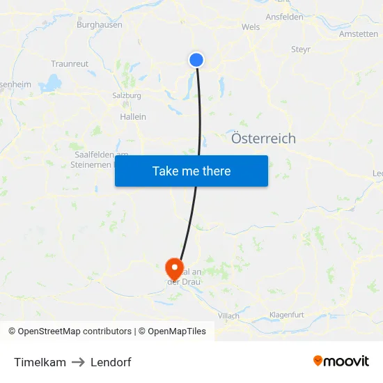 Timelkam to Lendorf map