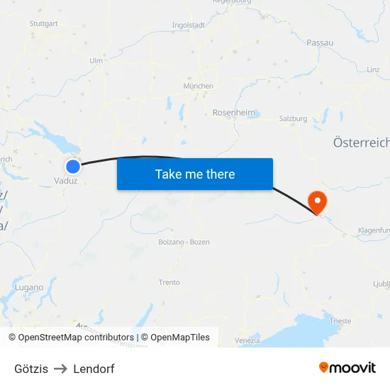 Götzis to Lendorf map