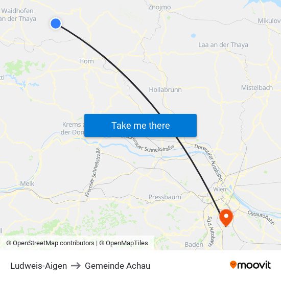 Ludweis-Aigen to Gemeinde Achau map